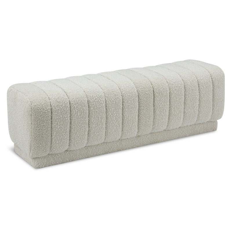 Repose-pieds rembourré en tissu Heathrow Boucle, Tissu crème bouclé