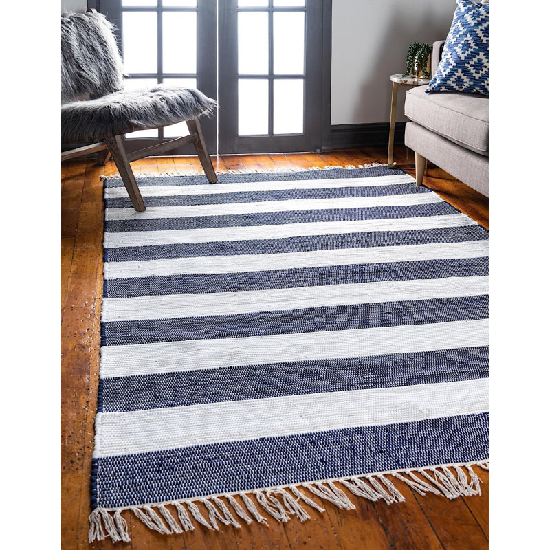 Priolo Cotton Striped Indoor Rug, Rectangle 8' x 10'