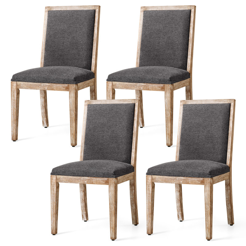 Chaise rembourrée en bois massif, Gris