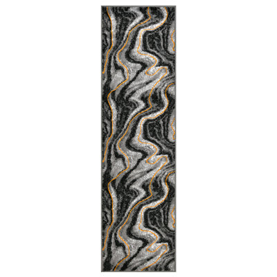 HR orangé, jaune, gris, noir, moderne, contemporain, abstrait, motifs de tapis en marbre
