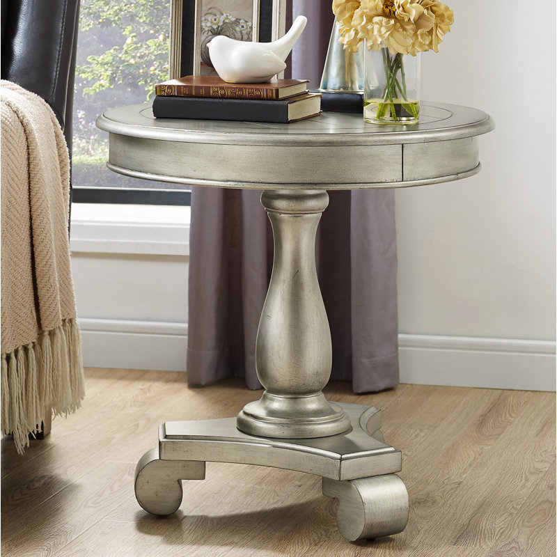 Table d'appoint ronde à piédestal en bois, Champagne
