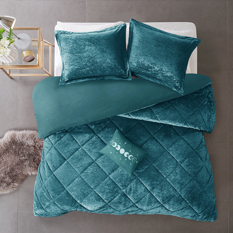 Teal Velvet Duvet Cover For Twin/Twin Xl - Machine Washable Convenience Crushed Comfortable Sleep, Teal