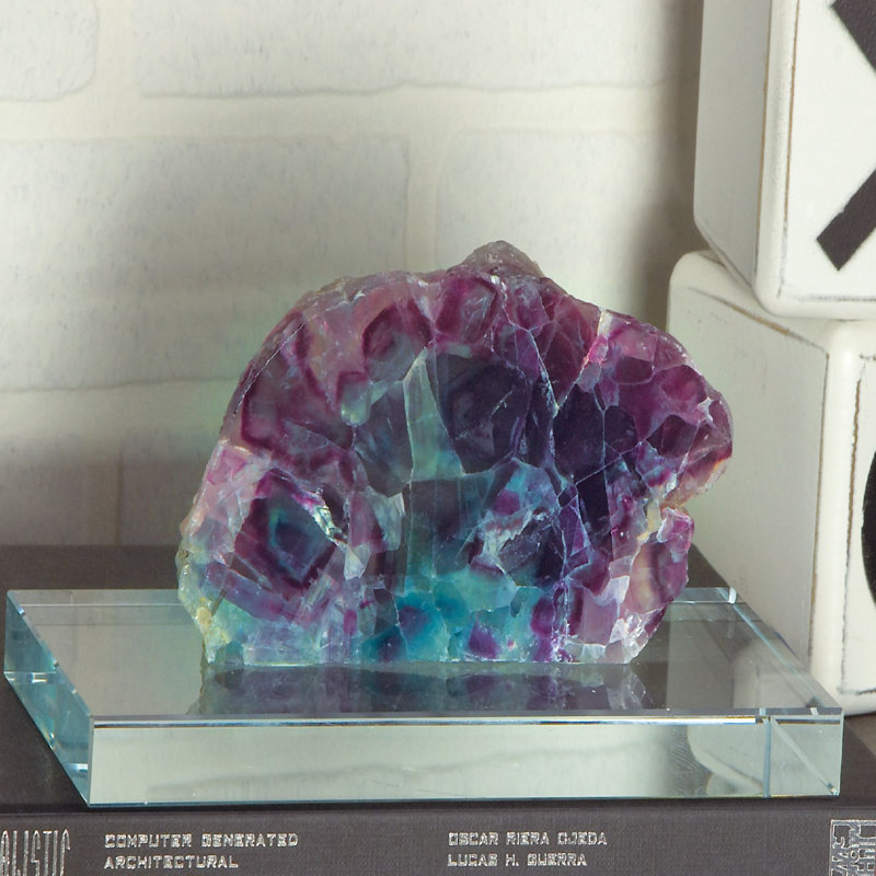 Sculpture de table en verre de fluorite