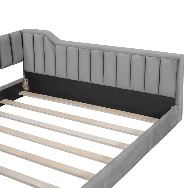Full XL Size Upholstery Daybed And Side Storage Pocket, Gray