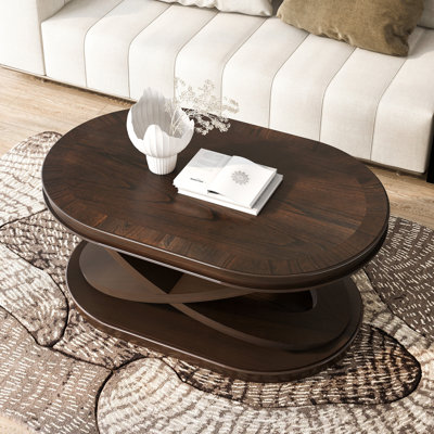 Table basse ovale en bois de 44 po avec base en forme de X (table incluse seulement)