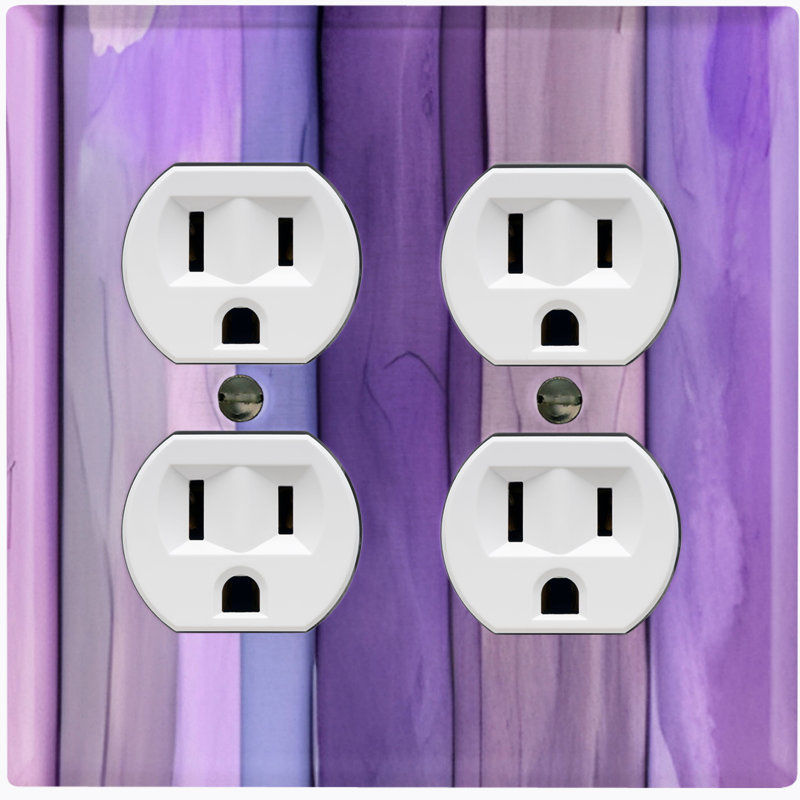 Metal Light Switch Plate Outlet Cover (Purple Wood Tree Bark Print - Double Duplex)