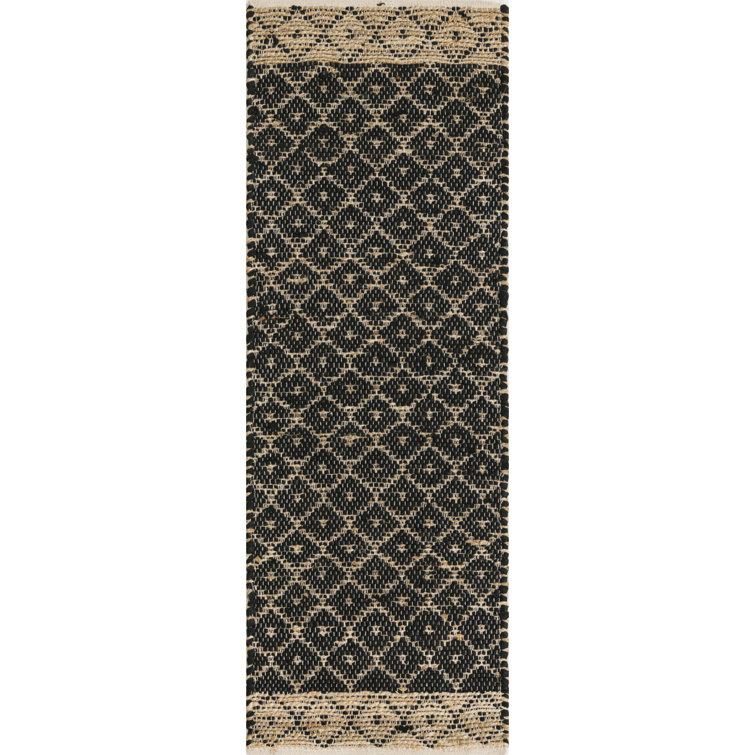 Asad Geometric Handmade Flatweave Jute/Sisal Area Rug in Black
