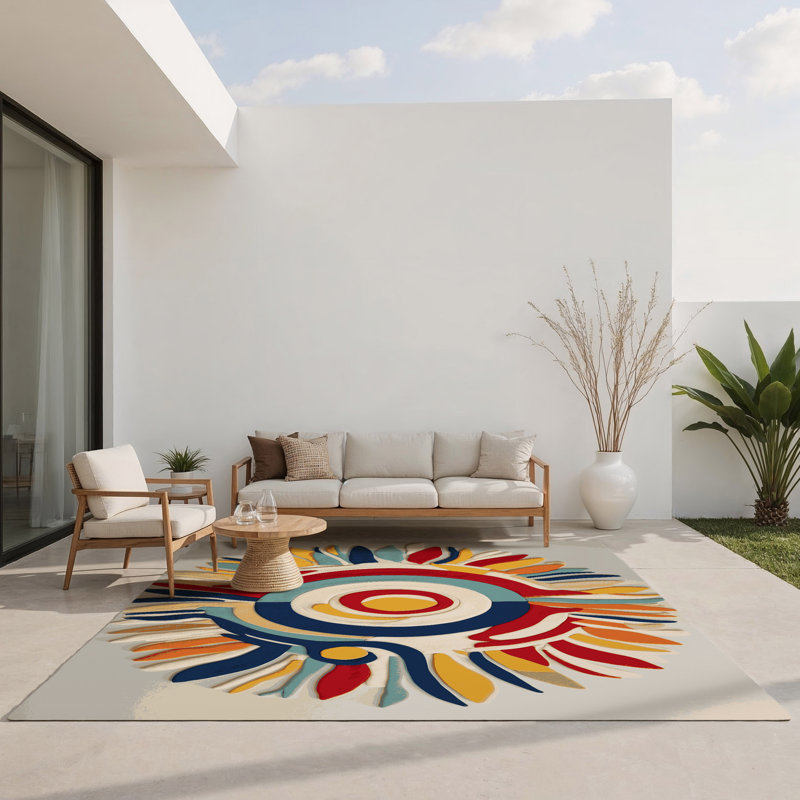 Sleek Beam Indoor And Outdoor Area Rug, Rectangle 1'6" x 2'6"