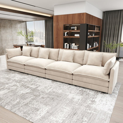 Canapés 4 places 146,5 po style minimaliste moderne en chenille