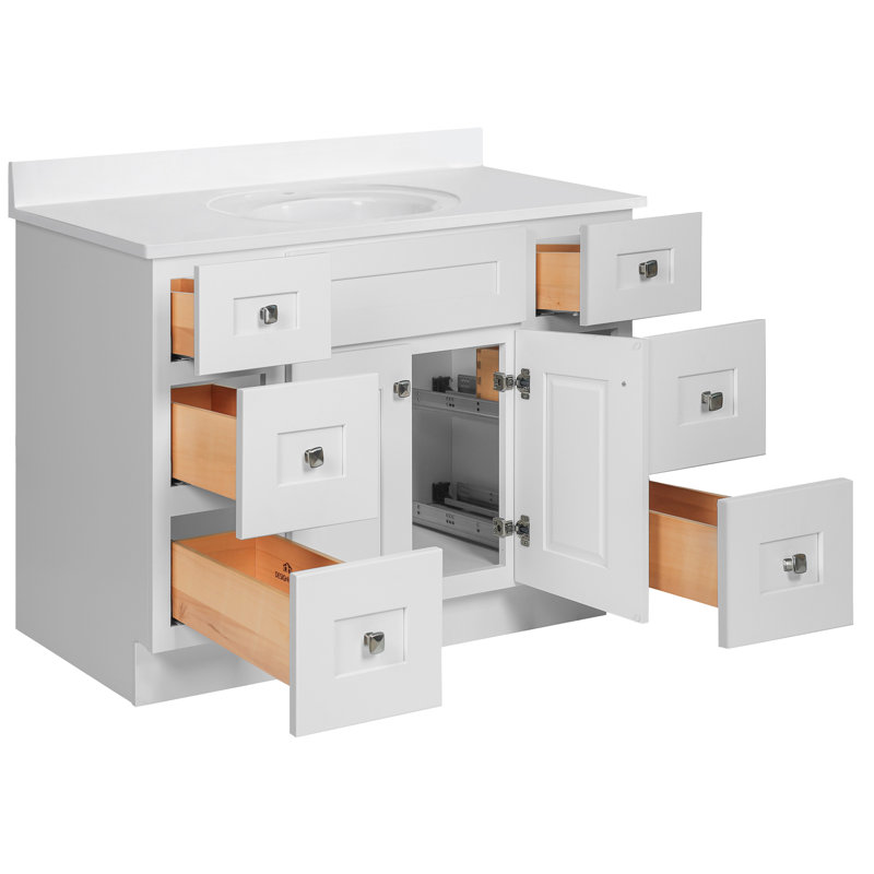 Brookings 49 Inch Bathroom Vanity with Top, Fully Assembled, White