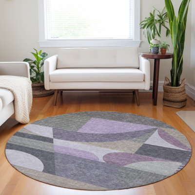 Machine Washable Indoor/Outdoor Cinead ACN1667 Purple Rug