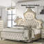 Queen Bed In Beige Velvet With Led Lighting And Comfortable Tufting Integrated Stylish Headboard