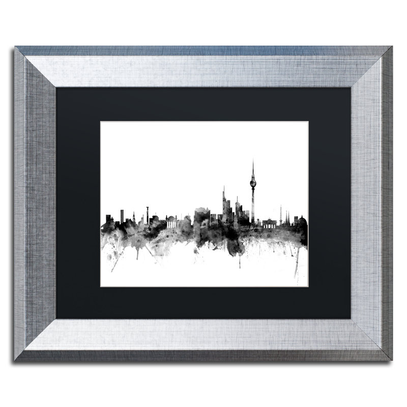 "berlin allemagne horizon b&w" par michael tompsett, impression encadrée, H 11 po x l 14 po x P 0,5 po, Noir mat