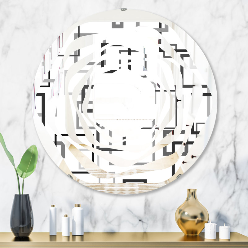 Miroir mural moderne sans cadre whirl abstract design ii, 23,6 po x 23,6 po
