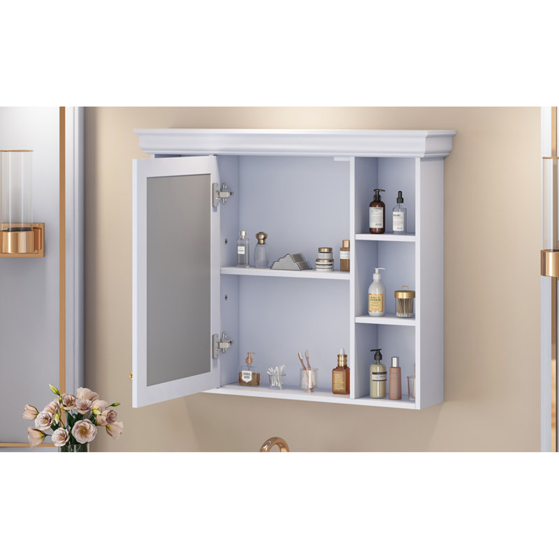 Blue Bathroom Mirror Cabinet - Concealed Storage, Adjustable Soft-close Hinges, Modern Style Door Hinge, Decor, Blue
