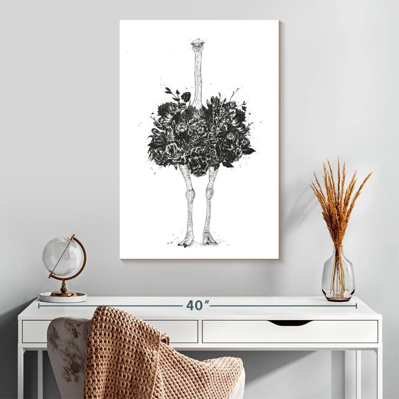 Brampt Floral Ostrich, 30" H x 20" W
