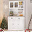 Armoire de rangement pour garde-manger de 71 po de hauteur avec support pour four à micro-ondes, huche de cuisine moderne, étagère de bar à café avec support à vin-1070155838