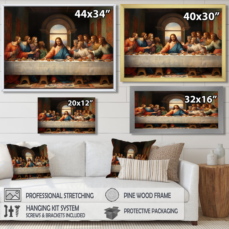 Chef-d'œuvre, le dernier repas d'aujourd'hui - Art mural de chef-d'œuvre pour le salon, Toile tendue, 16" H x 32" W