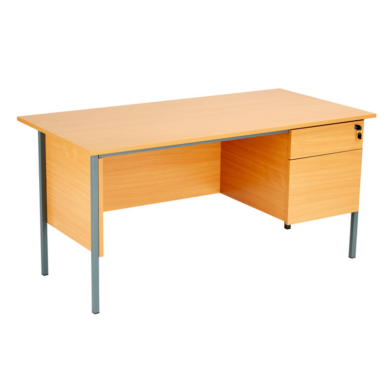 Gumesindo Metal Base Writing Desk, Beech, 72.5cm H x 150cm W x 75cm D