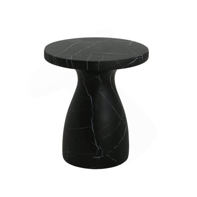 Table d'appoint d'extérieur en travertin, table de bout en béton léger, effet marbre noir