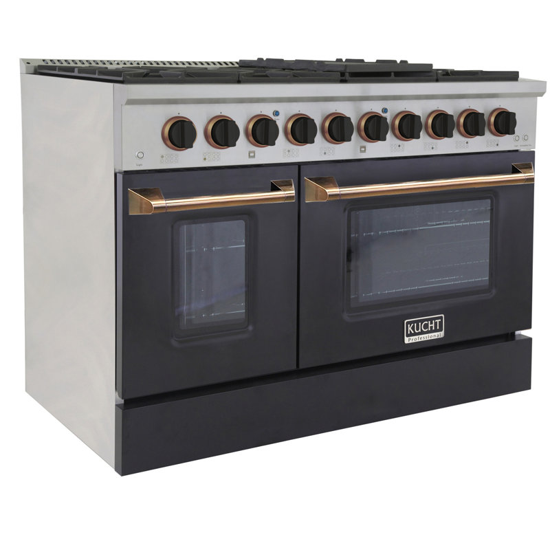 Freestanding Gas Range with Convection Oven, Liquid Propane, Black/Gold