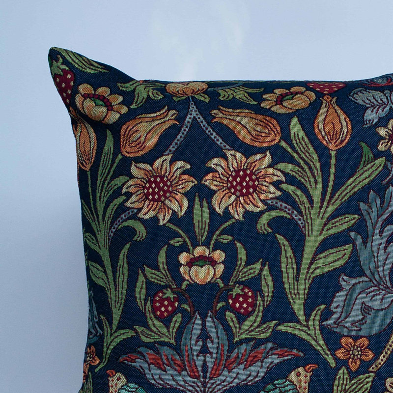 Floral Blue Cushion, 58x38cm, Synthetic filled