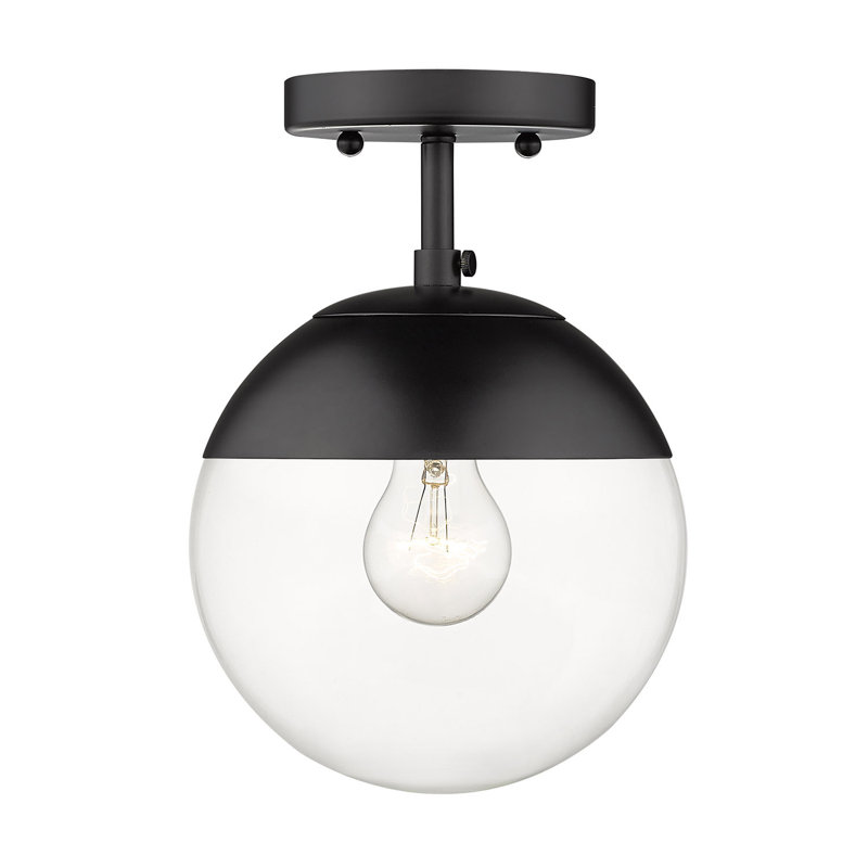 Martina Glass Semi Flush Mount, Clear Glass, Matte Black