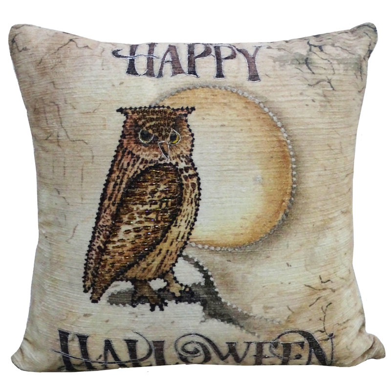 Embroidered Cotton Blend Throw Pillow