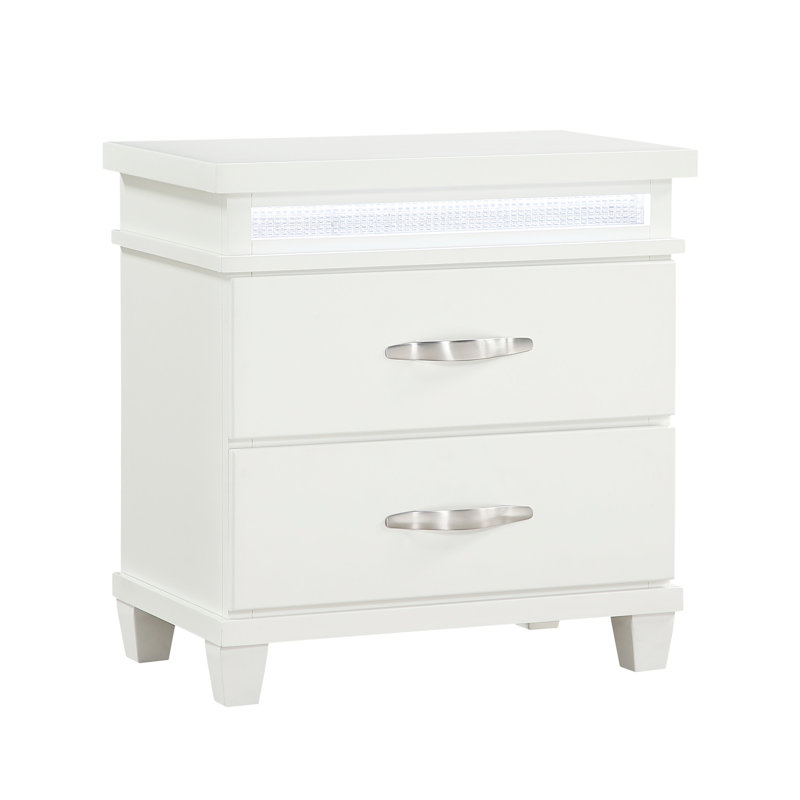 Table de chevet 2 lumières à DEL avec finition blanche