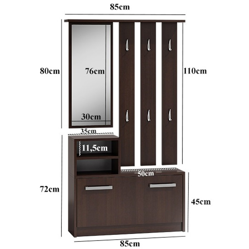 Centreville Hall Tree with Bench and Shoe Storage, Wenge