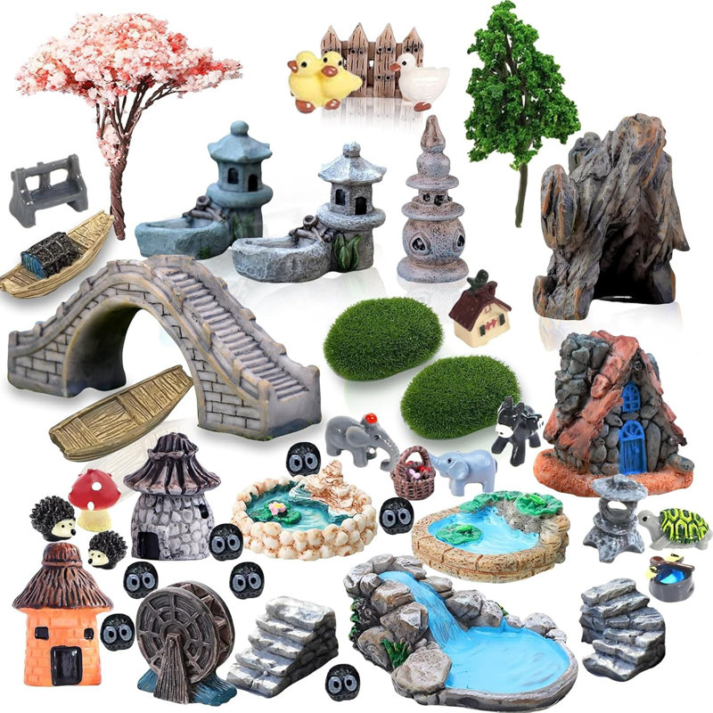 Accessoires de jardin féerique pour l'extérieur, 42 accessoires zen, fournitures de décorations miniatures pour pots de plantes à micro-paysage