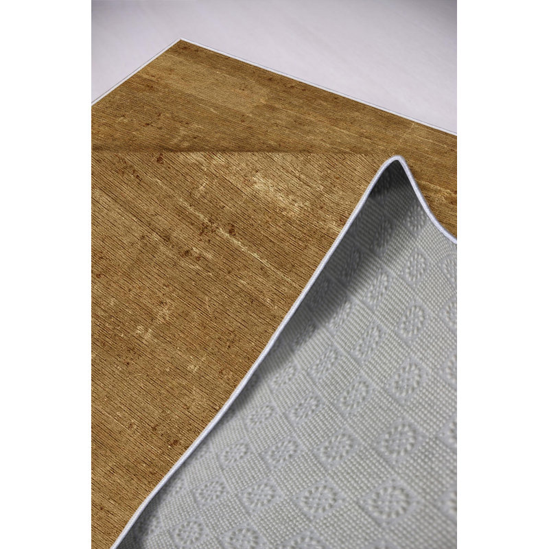 Antibacterial Area Rug, Brown, 4.6 x 7.2 Feet | 100% Polyester, 650 g/m², 0.16 in Pile Height | Eco-Friendly, Non-Slip PVC Dot Underside | Machine Washable, Perfect for Living Room & Bedroom Decor
