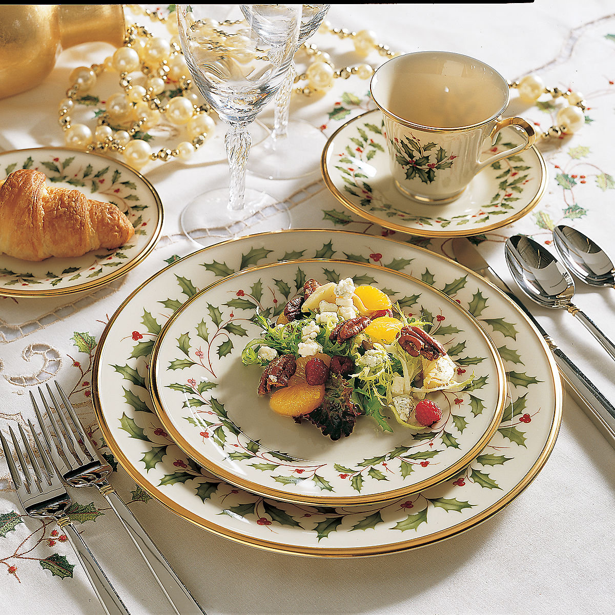 Lenox Holiday Porcelain China 5 Piece Place Setting, Service for 1