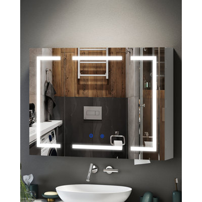 50mm W 70mm H Wall Mounted Required Medicine Cabinet Mirror 4 Adjustable