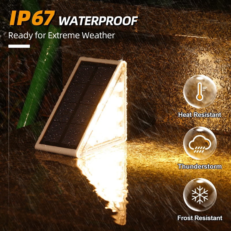 Solar Step Lights For Outside,6 Pack, Warm White Light