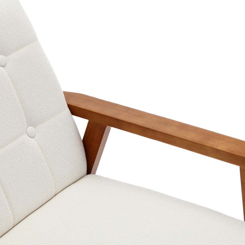 Chaise d'appoint Mid-Century, Lin beige