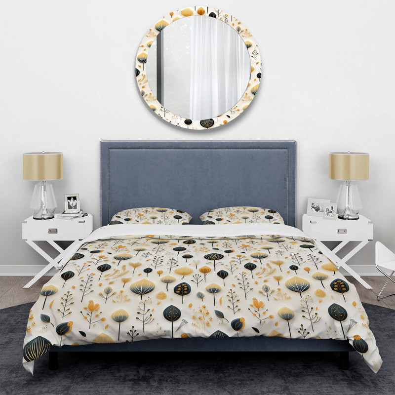 Ensemble de housse de couette monochrome Botanics, Housse de couette pour très grand lit et 2 très