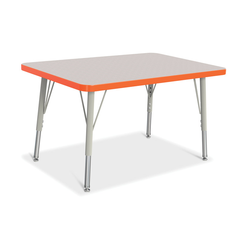 Table rectangulaire Berries, Jambe standard élémentaire 15" - 24", Gris avec orange, 24" x 36"