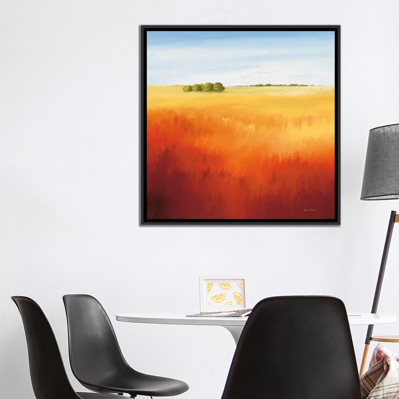 « red field ii », impression sur toile, H 18 po x l 18 po x P 1,5 po, Toile avec cadre noir, Pas de tapis
