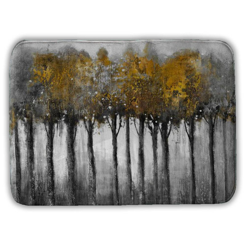 Illuminated forest Bath Mat with Non-Slip Backing - Quick Dry Memory Foam Bathroom Rug - Absorbent - Modern Plush Spa-Style - Machine Washable