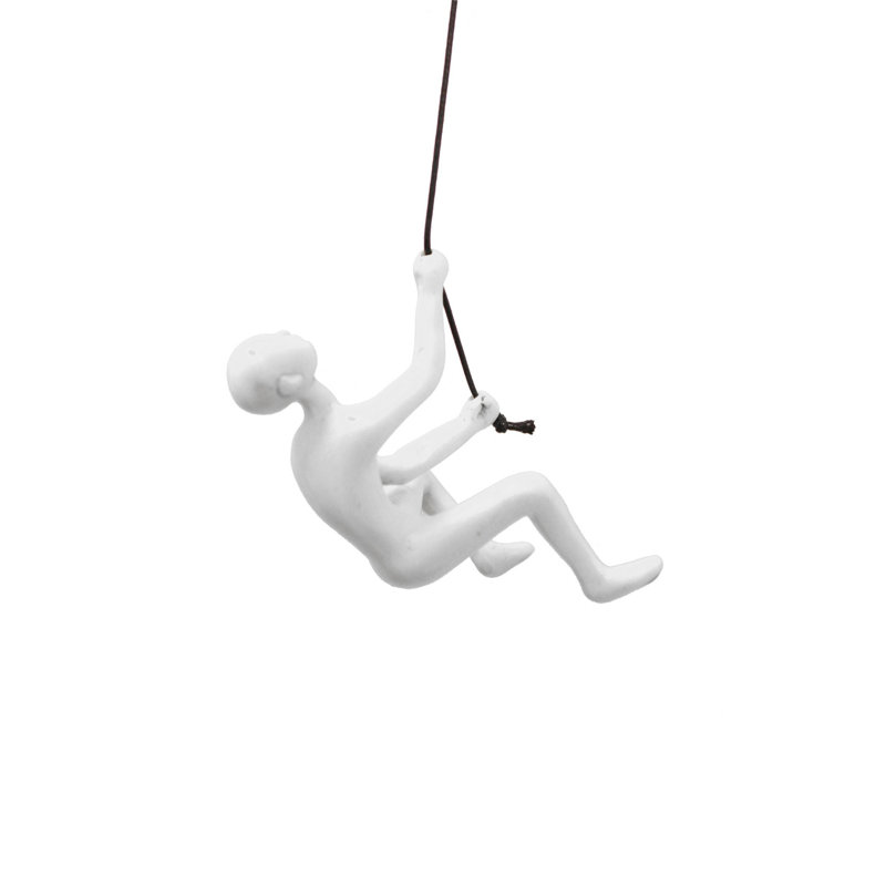 Unique Climbing Man Wall Art, White, 6" H x 3" W