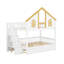 Lit superposé double avec lit gigogne, structure de lit superposé en bois avec escalier de rangement, toit, fenêtre et porte