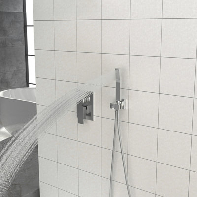 Pomme de douche carrée double 12 po - Finition du système mural