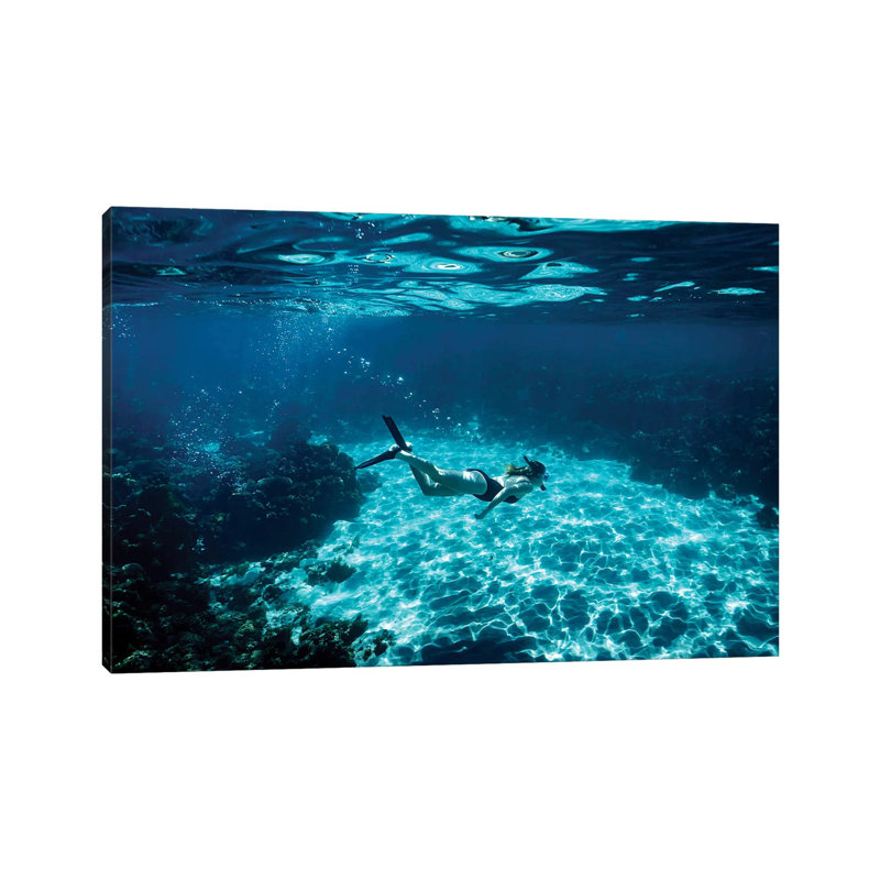 Underwater Bikini Snorkeller Clear Water by James Vodicka - Wrapped Canvas Print, 20.32cm H x 30.48cm W x 1.905cm D
