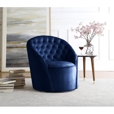 Fermin Velvet Upholstered Swivel Barrel Chair