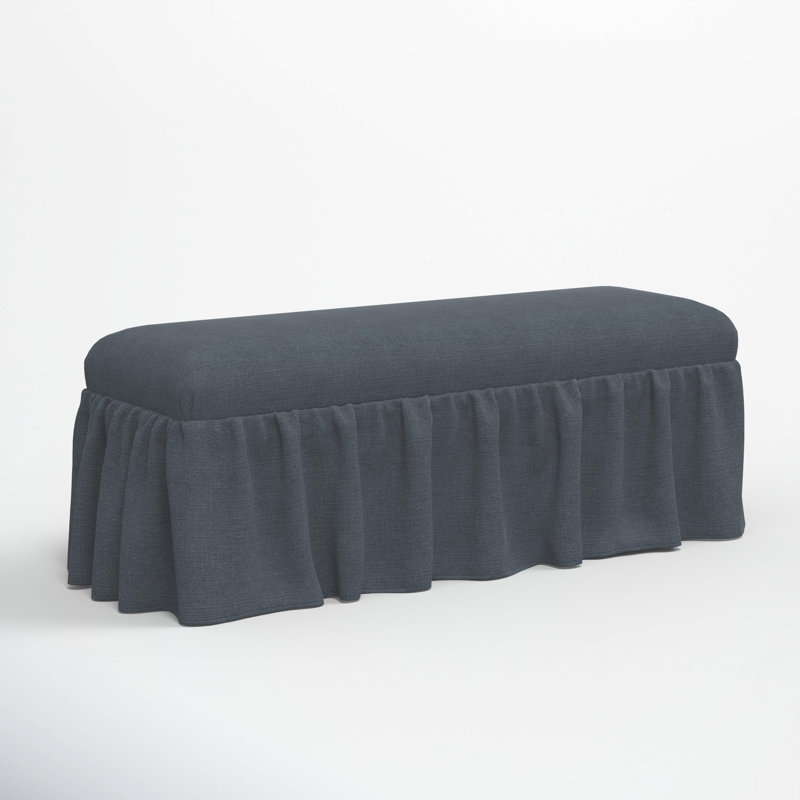Nia Ruffle Dining Bench, Classic Navy Linen