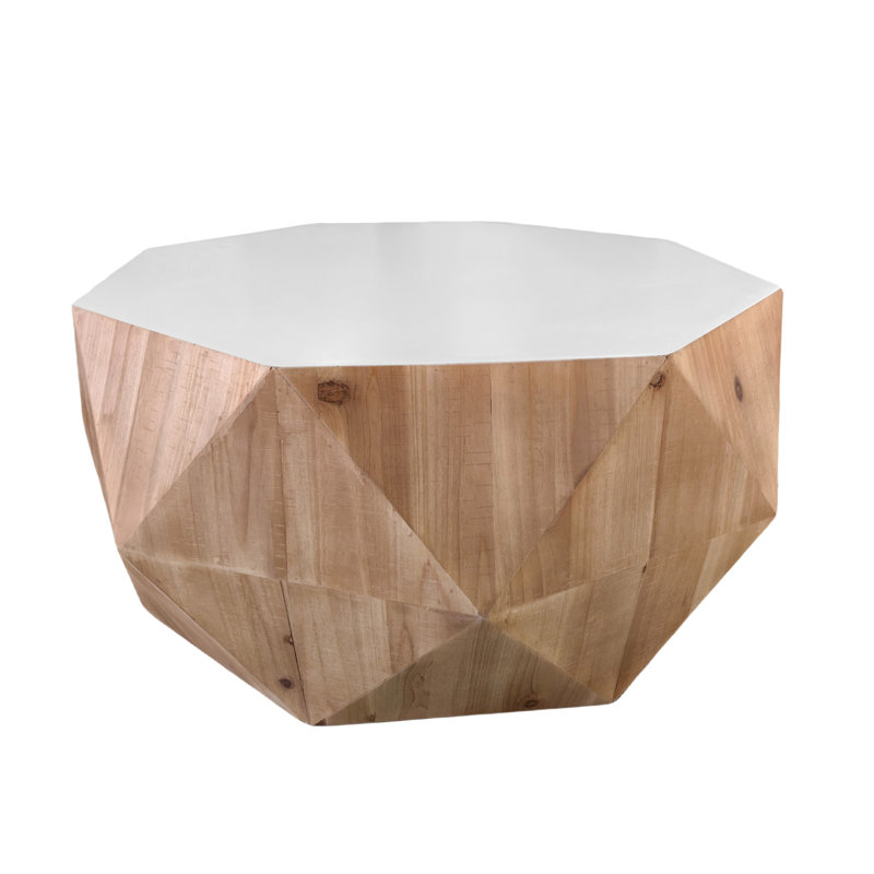 38"Three-Dimensional Embossed Pattern Design American Retro Style Coffee Table