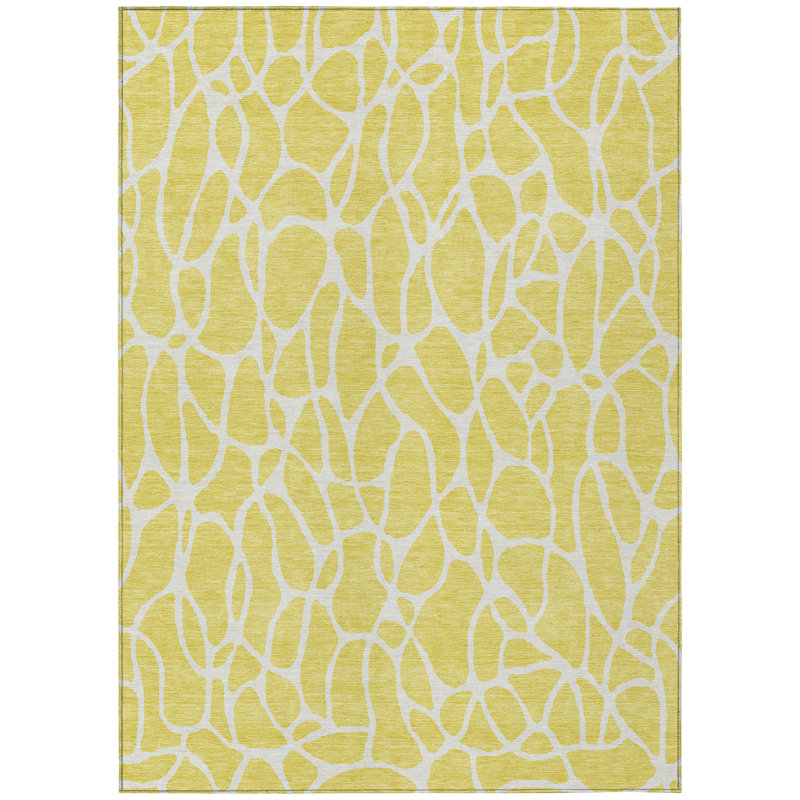Zarelia Yellow Washable Indoor-Outdoor Rug - , 5' x 7'6"