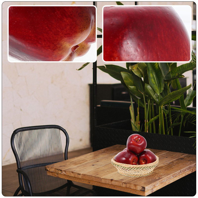5Pcs Artificial Red Delicious Apples Decors Lifelike Fake Red Delicious Apples
