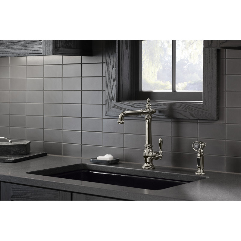 Artifacts® Single Handle Kitchen Sink Faucet with Accessories, Matte Black